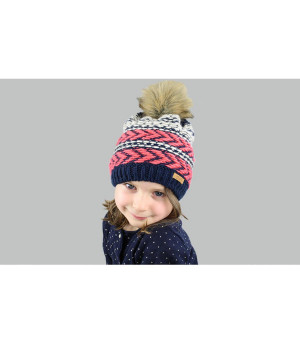 bonnet pompon fourrure fille Medea Beanie Girls navy